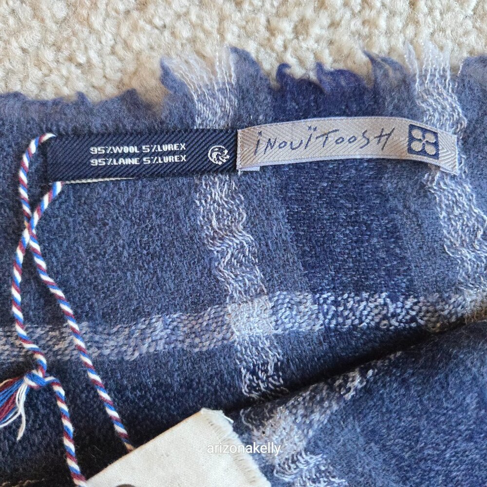 NWT Inouitoosh Wool Scarf Inoui Editions Blue White - Picture 11 of 16